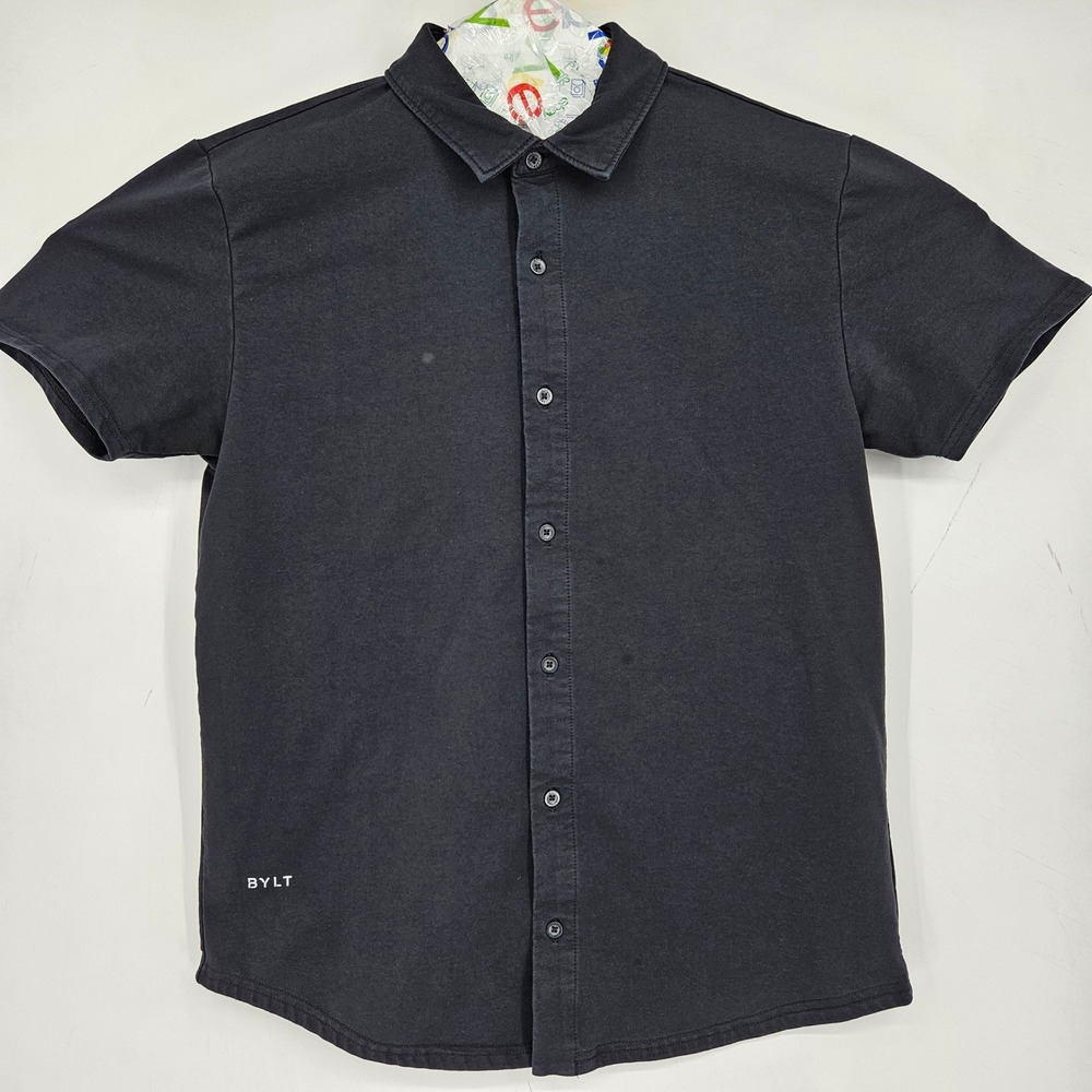 Bylt Shirt Mens‎ Medium Polo Black Lux Short Sleeve Premium Performance